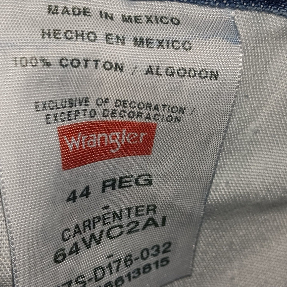 Wrangler Mens Carpenter Jean‎ Shorts Size 44R Relaxed Fit Blue Denim Cotton - Picture 3 of 9